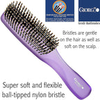 Giorgio GION1-2PP Neon Purple Set of 2 Gentle Touch Detangler Hair Brush for Men and Women. Soft Bristles for Sensitive Scalp. Wet/Dry for all Hair Types. Scalp Massager Brush Stimulate Hair Growth