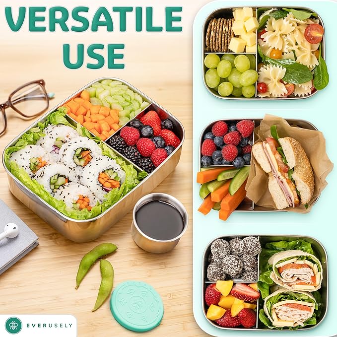 Everusely - Bento Box - Green, 47oz / 1.4 L - Stainless Steel Lunch Box - 3 - Image 5