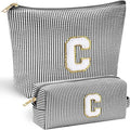 YOOLIFE Initial Personalized Preppy Makeup Bag by YOOLIFE