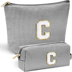 YOOLIFE Initial Personalized Preppy Makeup Bag by YOOLIFE