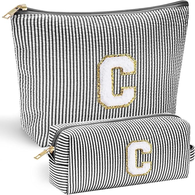 YOOLIFE Initial Personalized Preppy Makeup Bag by YOOLIFE
