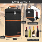 opux 2 Bottle Wine Carrier Tote, Insulated Leakproof Wine Cooler Bag, Wine - Image 3