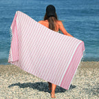 HILLFAIR Cotton Turkish Beach Towels, Quick Dry Lightweight Sand Free Peshtemal - Image 2