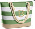 YOOLIFE Initial Canvas Waterproof Beach Tote Bag Zipper Personalized Gifts by YOOLIFE