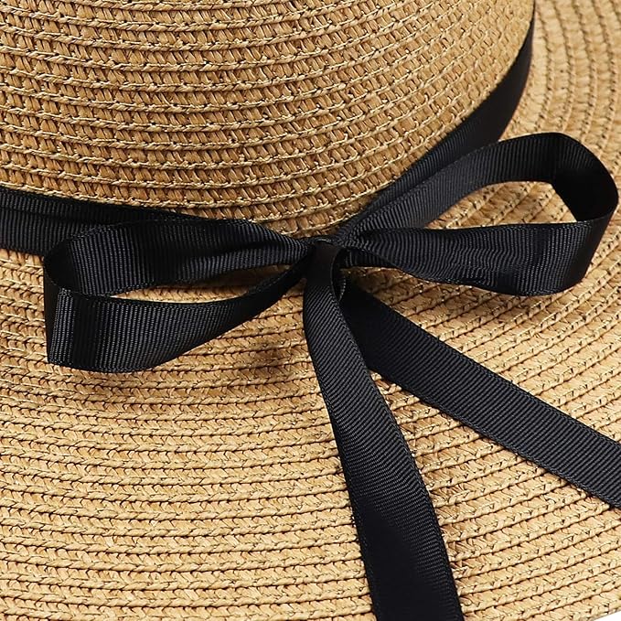 DRESHOW Beach Hats for Women Big Straw Wide Brim Summer Hat Floppy Foldable - Image 6