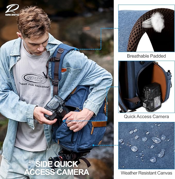 Padwa Lifestyle Blue Camera Backpack - Image 5