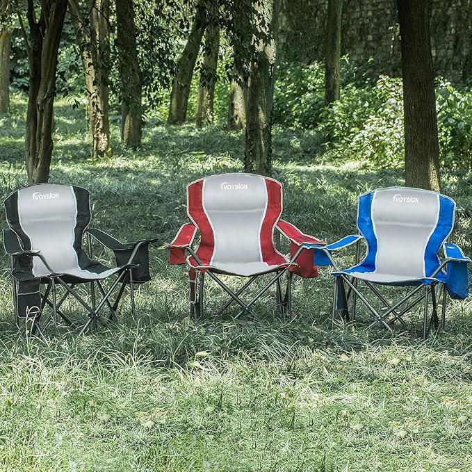 Padded Camping Chairs for Adults, Oversized Folding Outdoor Chairs, Weight - Image 2