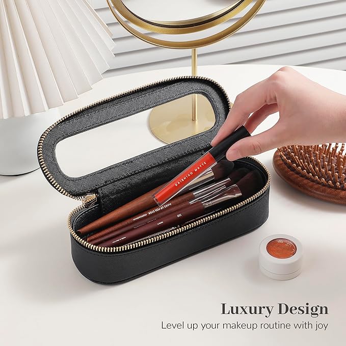 Aveniee Slim Clear Makeup Brush Bag, Small Cosmetic Brush Holder, Mini Toiletry - Image 2