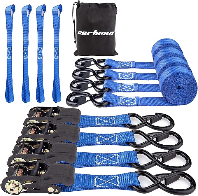 Cartman Ratchet Tie Down Straps 4PK 2, 000lb Max Break Strength by CARTMAN