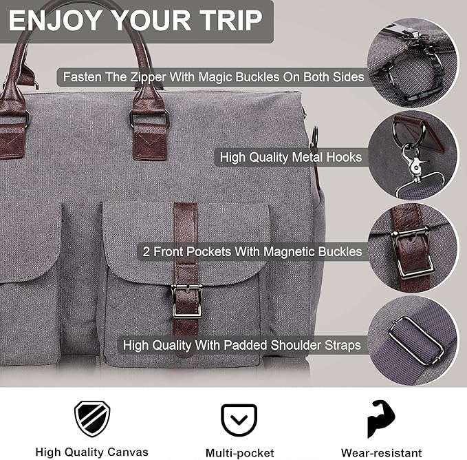 seyfocnia Convertible Travel Garment Bag, Carry on Garment Duffel Bag - Image 5