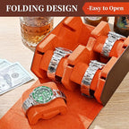 Watch Roll Travel Case for 4 Watchs Storage and Organizer, Leather Watch Box - Image 5