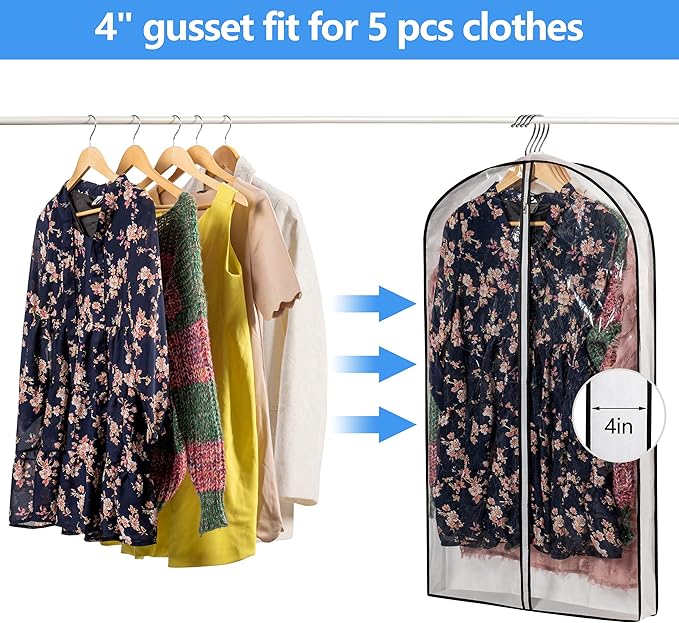Hanging Clothes Storage with 4" Gusseted Garment Covers - Image 3