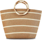 Beach Bags for Women Straw Tote Bag Summer Beach Bag Large Woven Straw Tote for by TOFUNTOY