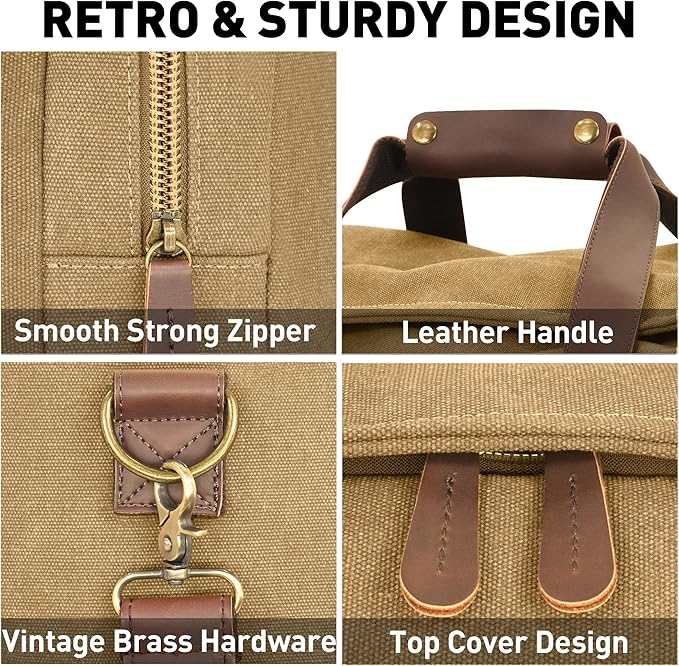 50L Duffle Bag for Men, Nomad Waxed Canvas Travel Duffel Bag Vintage Genuine - Image 5