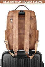 MASINTOR 15.6 inch PU Leather Laptop Backpack Purse - Image 7