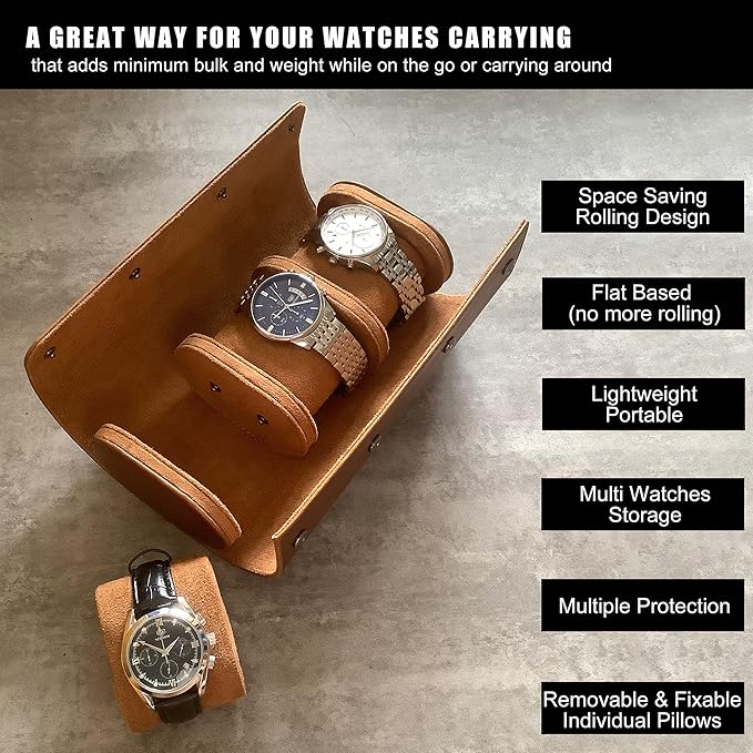 Longjet Watch Roll Travel Case for Men Portable Watches Organizer Box - Image 2