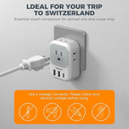 Switzerland Power Adapter 2 Pack, TESSAN Type J Adaptor - Image 6
