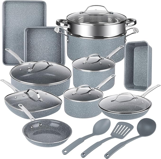 Granitestone 20 Pc Ceramic Cookware Set Nonstick, Complete Pots and Pans Set by Granitestone+