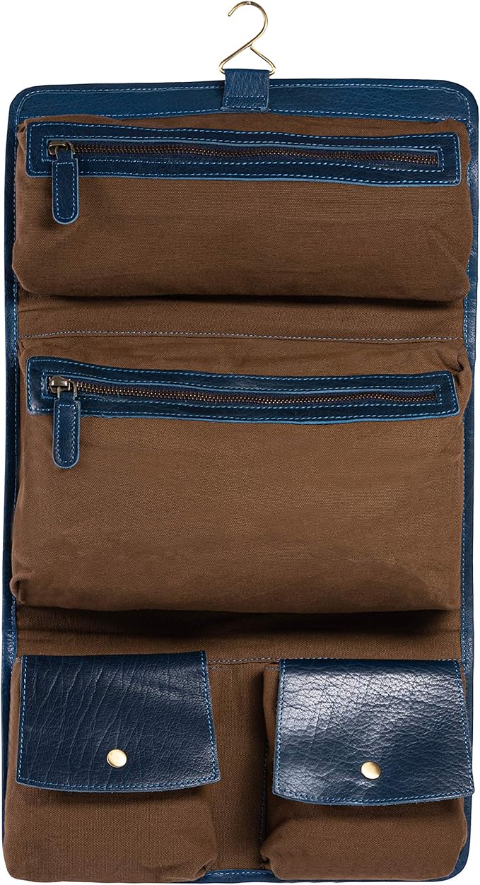 KomalC Premium Buffalo Leather Hanging Toiletry Bag Travel Dopp Kit - Image 2