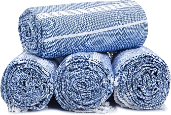 HILLFAIR Cotton Turkish Beach Towels, Quick Dry Lightweight Sand Free Peshtemal - Image 7