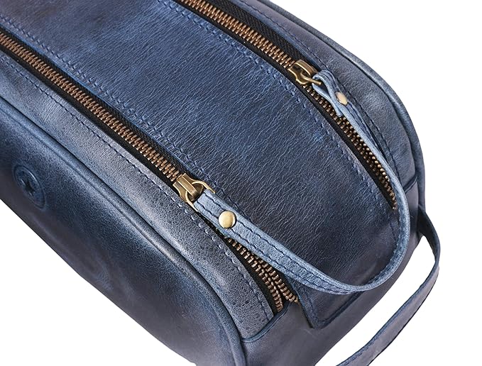 10" Premium Leather Toiletry Travel Pouch - Image 6
