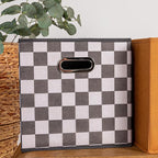 Household Essentials Fabric Storage Bins 6 Piece Set, Checkerboard White and - Image 6