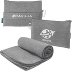 PAVILIA Soft Travel Blanket, Compact Airplane Blanket in Bag, Portable Blanket by PAVILIA