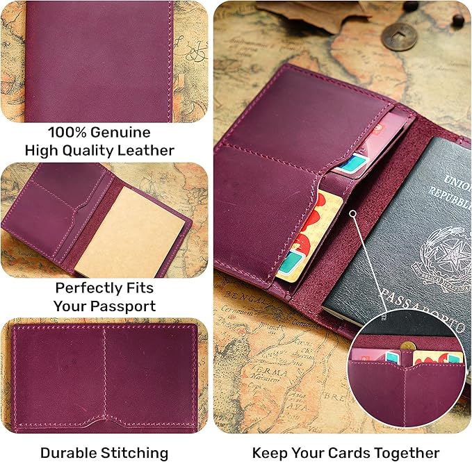 HIFA Leather Passport Holder, Handmade Passport Cover - Image 2