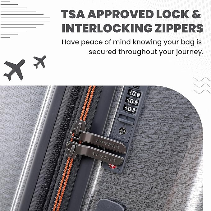 Spyder Traverse 3 Piece Luggage Set, 360° Spinner Wheels, TSA Approved Lock - Image 6