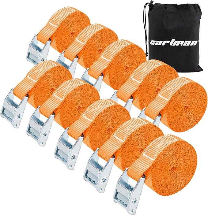 Cartman 1" x 12'Lashing Straps Cargo Tie-Down Strap Up to 600lbs, 10pk in Carry by CARTMAN