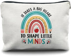 Nogrit Teacher Tote, Makeup Cosmetic Bag - 'It Takes a Big Heart' - Gifts for Teachers