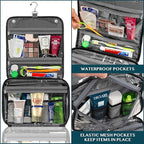 PAVILIA Hanging Toiletry Bag Women Men, Foldable Cosmetic Organizer Travel Bag - Image 4