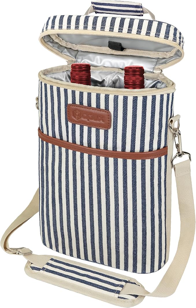 opux 2 Bottle Wine Carrier Tote, Insulated Leakproof Wine Cooler Bag, Wine by OPUX