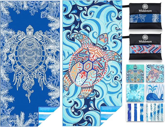 Microfiber Lightweight Beach Towel Sand Free Quick Dry Absorbent Thin Compact by WIDDONEN