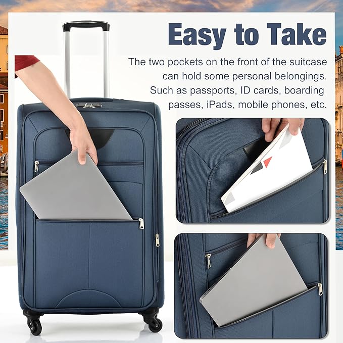 Merax Softside Luggage Set Softshell Lightweight 3 Piece Spinner Suitcase - Image 7