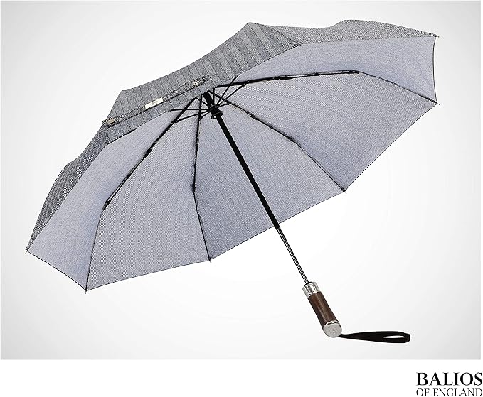 Balios Travel Umbrella Luxurious Golden Hardwood Handle Auto Open & Close - Image 7