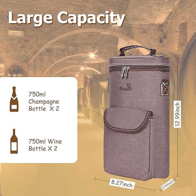 Tirrinia 2 Bottle Wine Gift Tote Carrier - Image 5