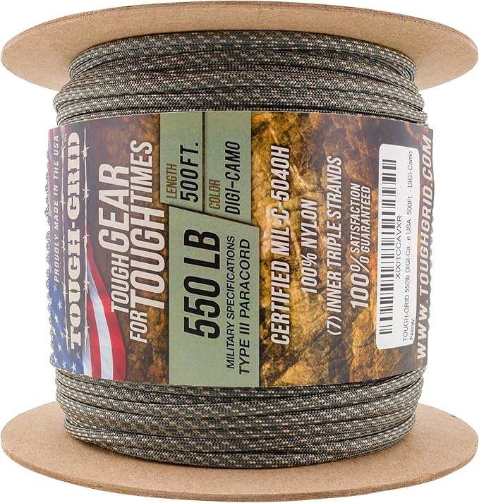 TOUGH-GRID 550 Paracord Rope Nylon Parachute Cord, Made in USA Survival Kit - Image 3