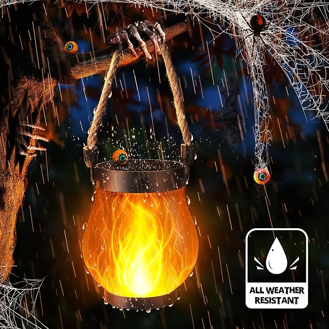 Halloween Solar Flame Lantern Hanging Outdoor Waterproof Purple - Image 7