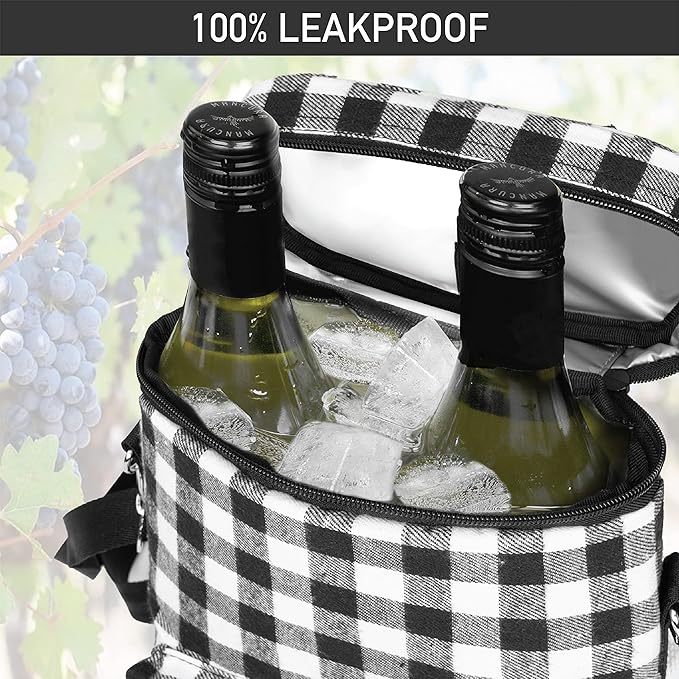 Opux 2 Bottle Wine Tote Carrier, Insulated Cooler Bag - Image 5