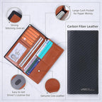 VISOUL Mens Billfold Long Checkbook Wallet Leather - Image 3