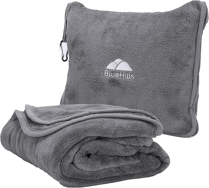 BlueHills Premium Soft Long Travel Blanket Pillow by BlueHills