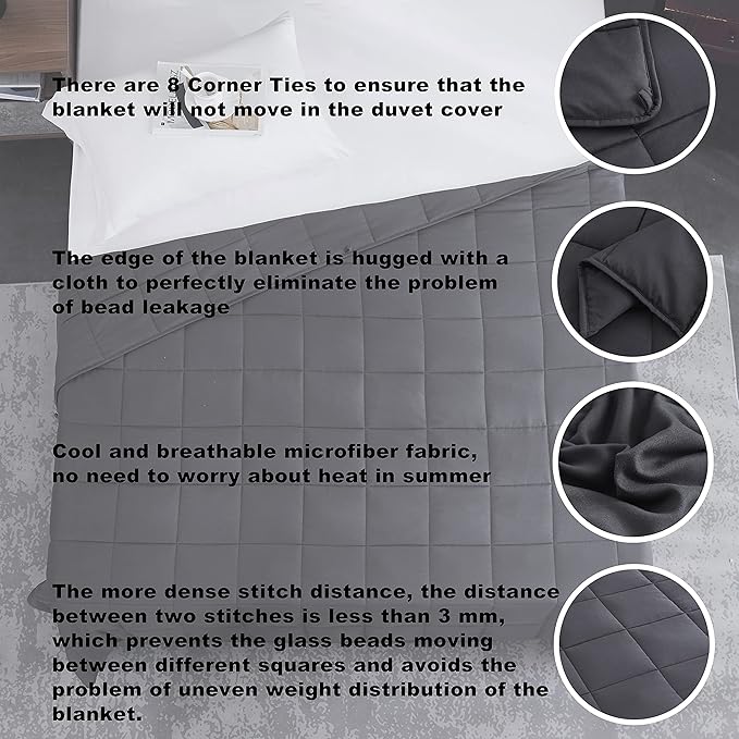 L'AGRATY Weighted Blanket for Adults- Dark Grey, Twin Full Size Heavy Throw - Image 3