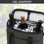 opux 3 Bottle Wine Carrier Tote, Insulated Leakproof Wine Cooler Bag, Wine - Image 5
