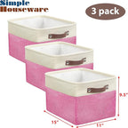 SIMPLE HOUSEWARE Large Fabric Storage Bin, 3 Pack - Image 3