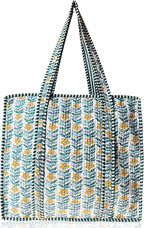Cotton Quilted Tote Bag for Women – Large Beach & Travel Tote by ThirdEyeExport