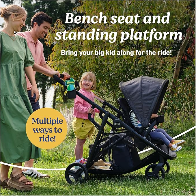 Graco Ready2Grow 2.0 Double Stroller Features Bench Seat and Standing Platform - Image 3