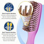Giorgio GION2PP Neon Purple 6.25 inch Gentle Touch Detangler Hair Brush for Men and Women. Soft Bristles for Sensitive Scalp. Wet and Dry for all Hair Types. Scalp Massager Brush Stimulate Hair Growth