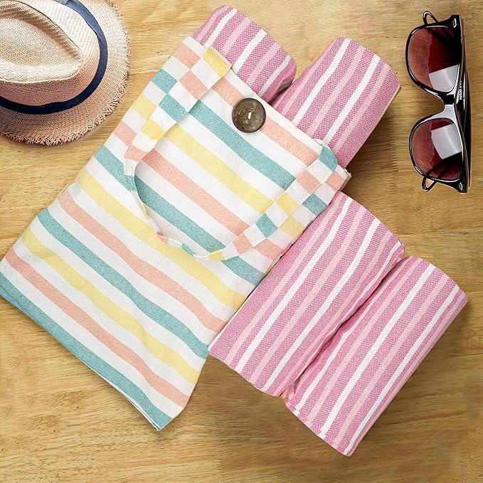 HILLFAIR Cotton Turkish Beach Towels, Quick Dry Lightweight Sand Free Peshtemal - Image 3