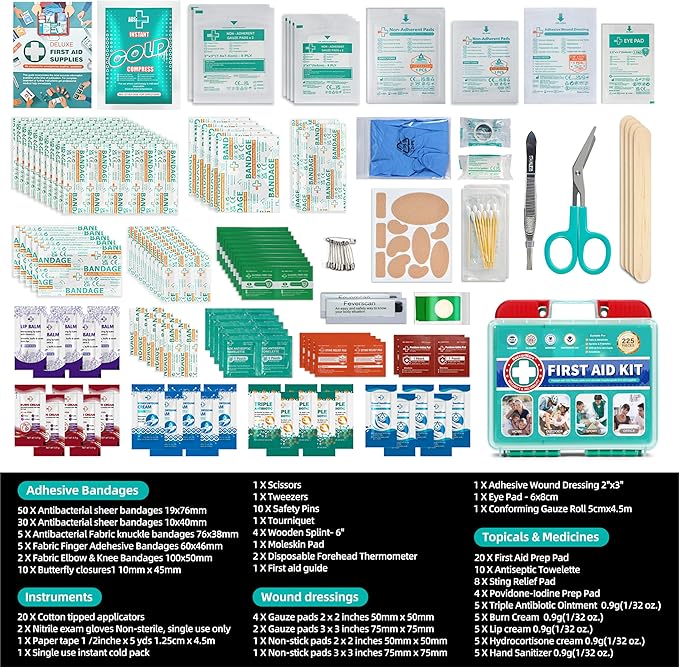 225 Pieces Portable First Aid Kit - Image 4